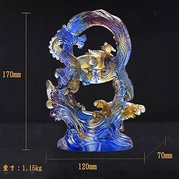 Amazon.co.jp: artlies 龍神 鳳凰 8 風水 5本爪 置物 ガラス 玉